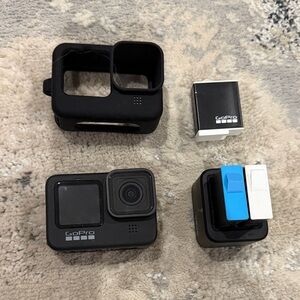 GoPro Black Camera Set with Blue and White Accessories
